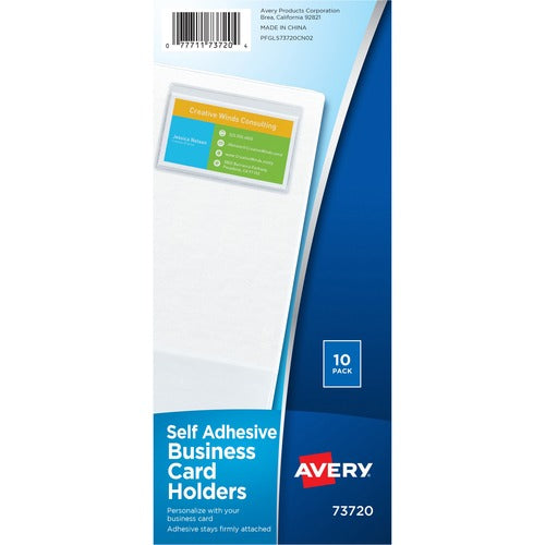 Avery® AVE73720 Self-Adhesive Business Card Holder - Vinyl - 10 / Pack - Clear