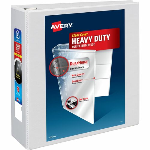 Avery® AVE79104 Heavy-Duty Reference View Binder - 4" Binder Capacity - Letter - 8 1/2" X 11" Sheet Size - 780 Sheet Capacity - 3 X D-Ring Fastener(S) - 4 Pocket(S) - White - Recycled - 1 Each