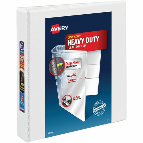 Avery® AVE79195 Heavy-Duty View Binder With One Touch Ezd Ring - 1 1/2" Binder Capacity - Letter - 8 1/2" X 11" Sheet Size - 400 Sheet Capacity - 3 X D-Ring Fastener(S) - 4 Pocket(S) - White - Recycled - 1 Each