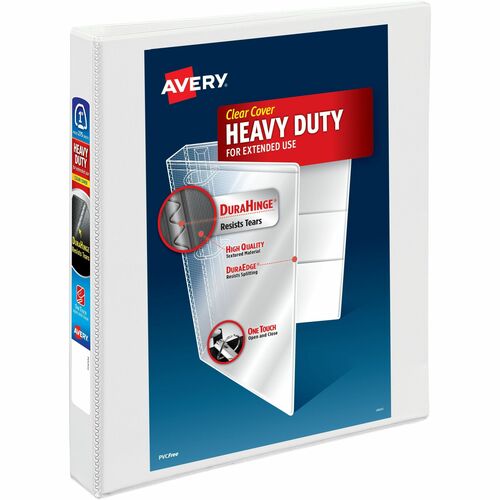 Avery® AVE79199 Heavy-Duty View Binder With One Touch Ezd Ring - 1" Binder Capacity - Letter - 8 1/2" X 11" Sheet Size - 275 Sheet Capacity - 3 X D-Ring Fastener(S) - 4 Pocket(S) - Poly - White - Recycled - 1 Each