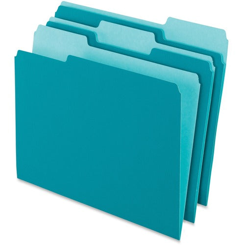 Pendaflex PFX15213TEA 1/3 Tab Cut Letter Recycled Top Tab File Folder