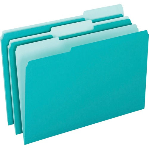 Pendaflex PFX421013AQU 1/3 Tab Cut Letter Recycled Top Tab File Folder