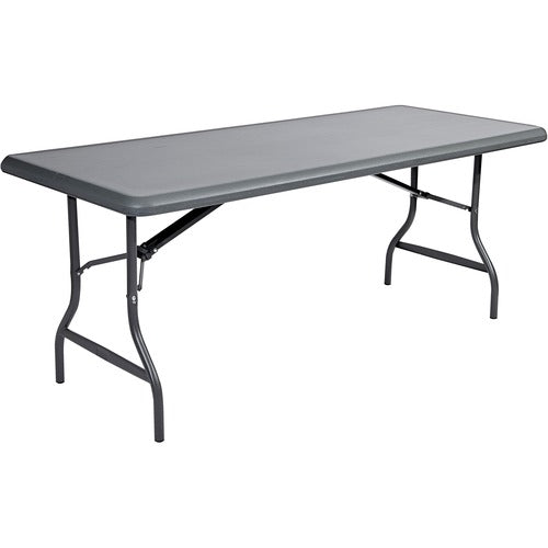 Iceberg ICE65227 Indestructable Too 1200 Series Folding Table-Rectangle Top-Round Leg Base-30" Table Top Length X 72" Table Top Width X 1" Table Top Thickness X 1" Table Top Diameter-29" Height-Charcoal, Powder Coated-Polyethylene, Steel
