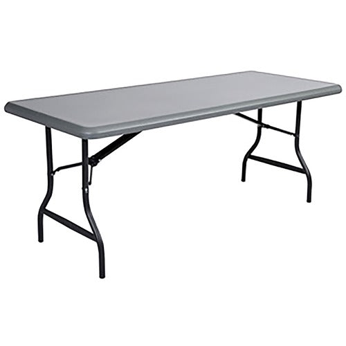 Iceberg ICE65237 Indestructable Too 1200 Series Folding Table-Rectangle Top-Round Leg Base-96" Table Top Length X 30" Table Top Width X 1" Table Top Thickness X 1" Table Top Diameter-Steel,Polyethylene,High-Density Polyethylene (Hdpe) Polywood