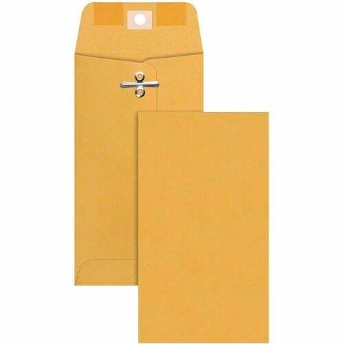 Quality Park QUA37010 Clasp Envelope - Clasp - #10 - 3.38" Width X 6" Length - 28 Lb - Gummed - Kraft - 100 / Box - Kraft