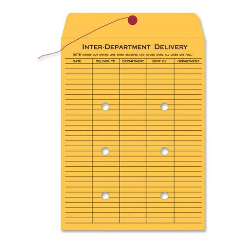 Quality Park QUA63462 Standard Style Inter-Department Envelope - Interoffice - 9" Width X 12" Length - 28 Lb - String/Button - Kraft - 100 / Box - Brown Kraft