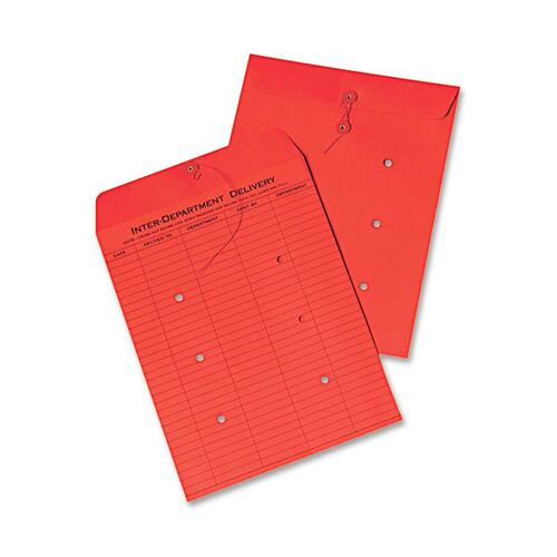 Quality Park QUA63574 Standard Style Inter-Department Envelope - Interoffice - 10" Width X 13" Length - 28 Lb - String/Button - 100 / Box - Red