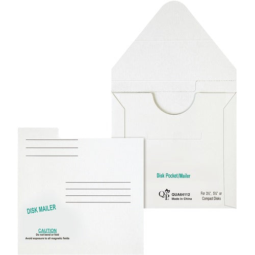 Quality Park QUA64112 Economy Disk Mailers - Disc/Diskette - 6" Width X 5.88" Length - Paperboard - 10 / Pack - White