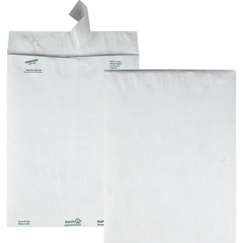 Survivor® QUAR1520 Open-End Envelope - Catalog - #12 1/2 - 9.50" Width X 12.50" Length - 14 Lb - Peel & Seal - Tyvek - 100 / Box - White