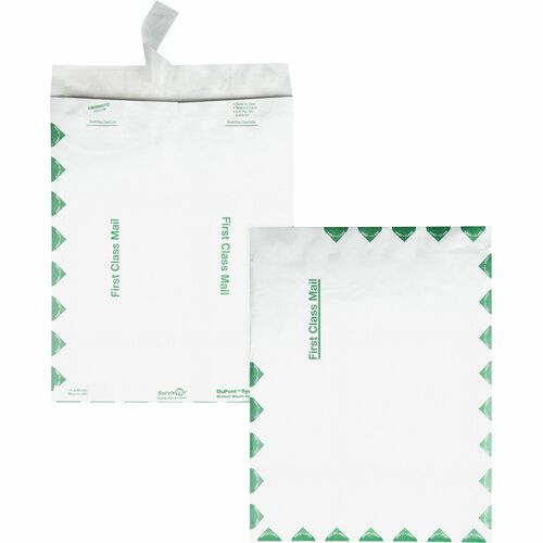 Survivor® QUAR1590 Survivor First Class Envelopes - First Class Mail - #13 1/2 - 10" Width X 13" Length - 14 Lb - Peel & Seal - Tyvek - 100 / Box - White
