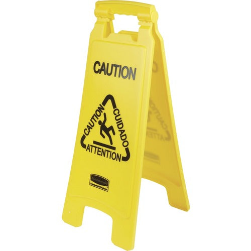 Rubbermaid Commercial RCP611200YW Multi-Lingual Caution Floor Sign