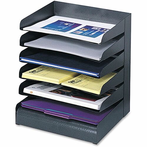 Safco SAF3128BL Letter-Size Desk Tray Sorter - 6 Tier(S) - Desktop - Black - Steel - 1Each