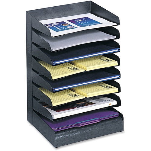 Safco SAF3129BL Letter-Size Desk Tray Sorter - 8 Tier(S) - Desktop - Black - Steel - 1Each