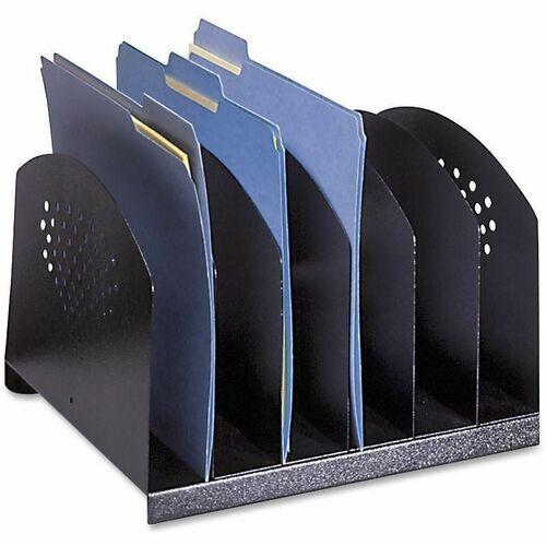 Safco SAF3155BL Desk Rack - 6 Compartment(S) - 2" - 8" Height X 12.1" Width X 11.1" Depth - Desktop - Black - Steel - 1Each