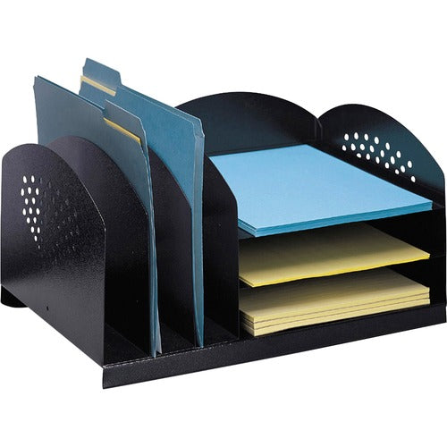 Safco SAF3167BL 3 & 3 Combination Rack Desktop Organizer - 6 Compartment(S) - 3 Divider(S) - 3 Tier(S) - 8.3" Height X 16.3" Width X 11.3" Depth - Desktop - Black - Steel - 1Each