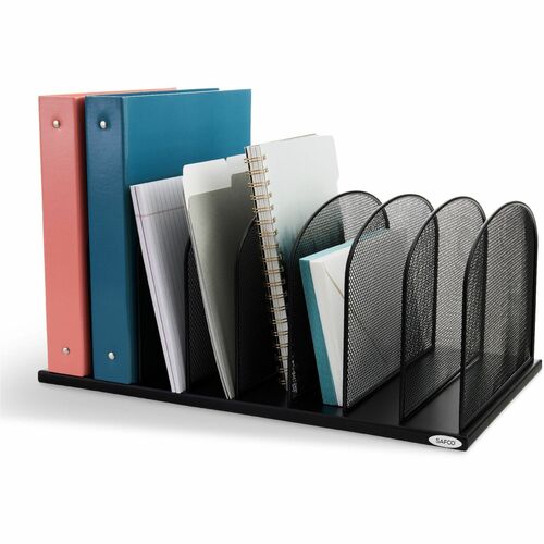 Safco SAF3253BL Mesh Desk Organizer - 8 Compartment(S) - 2" - 8.3" Height X 19.3" Width X 11.5" Depth - Desktop - Black - Steel - 1Each