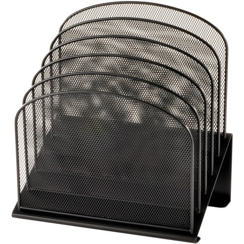 Safco SAF3257BL Mesh Desk Desk Organizer - 5 Compartment(S) - 1" - 12" Height X 11.3" Width X 7.3" Depth - Desktop - Black - Steel - 1Each