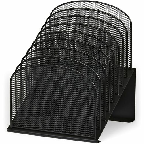 Safco SAF3258BL Mesh Desk Slant Desktop Organizer - 8 Compartment(S) - 1" - 14" Height X 11.8" Width X 10.8" Depth - Desktop - Black - Steel - 1Each
