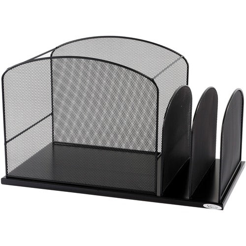 Safco SAF3259BL Mesh Hanging File Desk Organizer - 11.3" Height X 19.4" Width X 11.4" Depth - Desktop - Black - Steel - 1Each