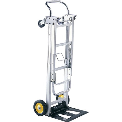 Safco SAF4050 Hideaway Convertible Hand Truck - 400 Lb Capacity - 4 Casters - 6", 3" Caster Size - Aluminum - 15.5" Width X 43" Depth X 36" Height - Silver