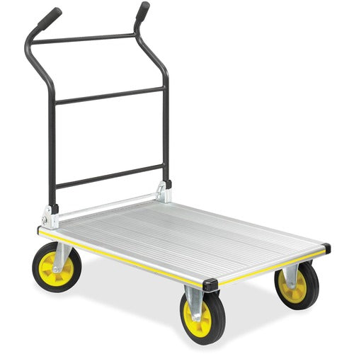 Safco SAF4053NC Stow-Away Platform Hand Truck - Tubular Handle - 1000 Lb Capacity - 4 Casters - 7" Caster Size - Aluminum - 24" Width X 39" Depth X 40" Height - Aluminum Frame - Silver