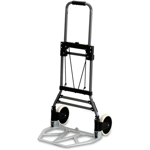 Safco SAF4062 Stow-Away Medium Hand Truck - Telescopic Handle - 275 Lb Capacity - 2 Casters - 7" Caster Size - Aluminum - 19.5" Width X 18" Depth X 39" Height - Aluminum Frame - Silver