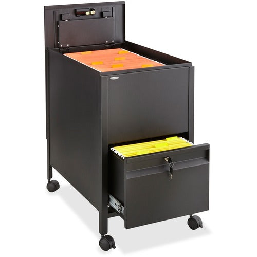 Safco SAF5364BL Rollaway Mobile File Cart - 300 Lb Capacity - 4 Casters - 2" Caster Size - Steel - 17" Width X 26" Depth X 28" Height - Black