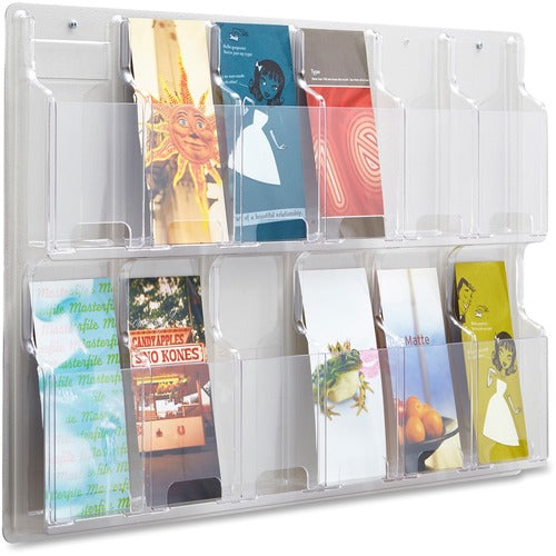 Safco SAF5604CL 12 Pamphlet Pocket Display Rack - 12 Pocket(S) - 20.4" Height X 30" Width X 2" Depth - Wall Mountable - Clear - Plastic - 1Each