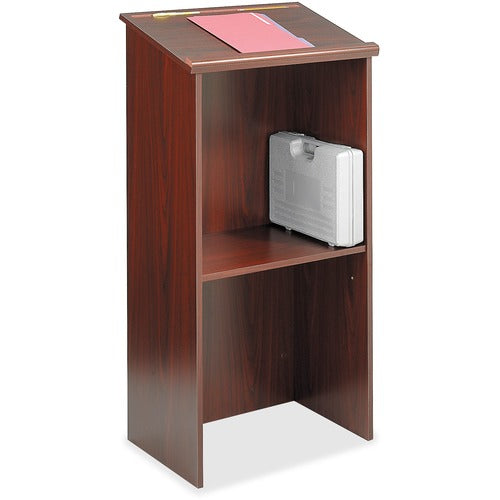 Safco SAF8915MH Stand Up Lectern - Rectangle Top - 15.75" Table Top Length X 23" Table Top Width - 46" Height - Laminated, Mahogany - Wood