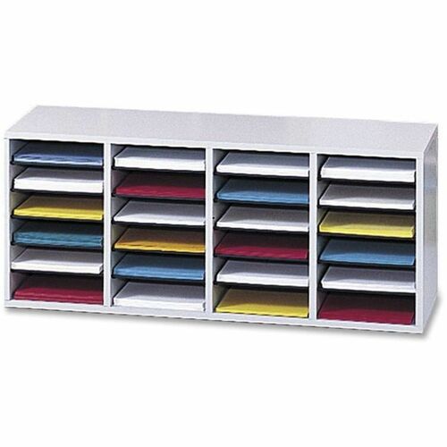 Safco SAF9423GR 24 Compartment Adjustable Shelves Literature Organizer - 24 Compartment(S) - Compartment Size 2.50" X 9" X 11.50" - 16.4" Height X 39.4" Width X 11.8" Depth - Gray - Wood - 1Each