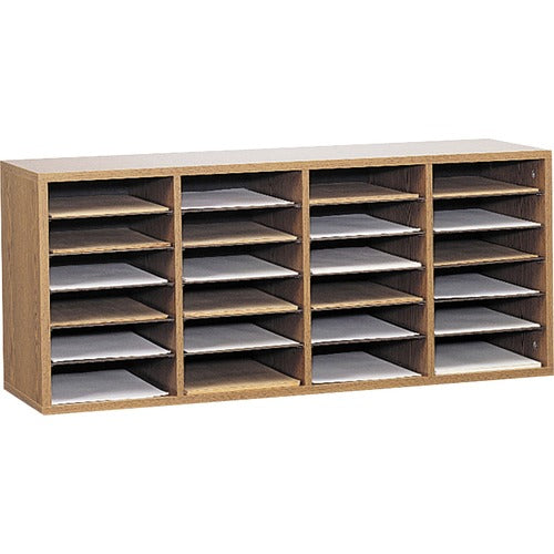 Safco SAF9423MO 24 Compartment Adjustable Shelves Literature Organizer - 24 Compartment(S) - Compartment Size 2.50" X 9" X 11.50" - 16.4" Height X 39.4" Width X 11.8" Depth - Medium Oak - Wood - 1Each