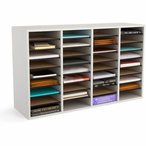 Safco SAF9424GR 36 Compartment Adjustable Shelves Literature Organizer - 36 Compartment(S) - Compartment Size 2.50" X 9" X 11.50" - 24" Height X 39.4" Width X 11.8" Depth - Gray - Wood - 1Each