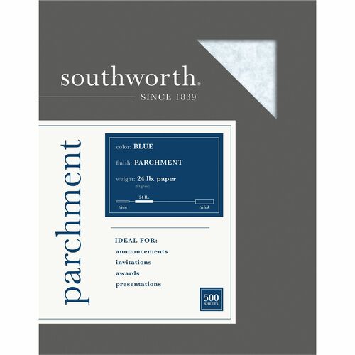Southworth SOU964C 964C Parchment Paper - Letter - 8.50" X 11" - 24 Lb Basis Weight - Parchment - 500 / Box - Blue