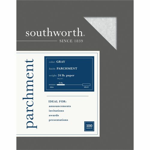 Southworth SOU974C 974C Parchment Paper - Letter - 8.50" X 11" - 24 Lb Basis Weight - Parchment - 500 / Box - Gray