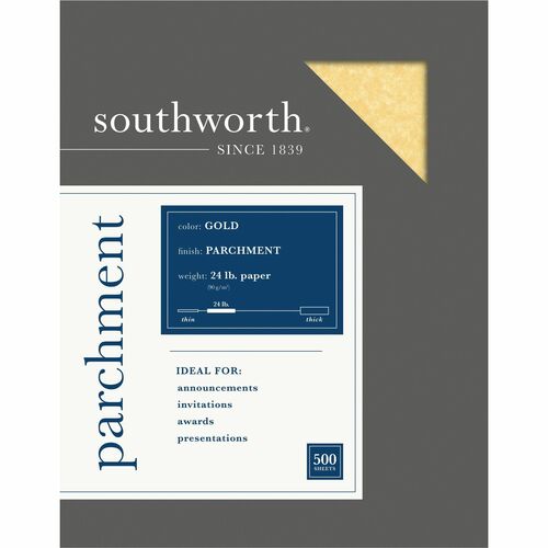 Southworth SOU994C Parchment Paper - Letter - 8.50" X 11" - 24 Lb Basis Weight - Parchment - 500 / Box - Gold