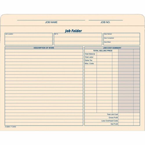 TOPS TOP3440 Job Folder File Jacket - Letter - 8 1/2" X 11" Sheet Size - Manila - 20 / Pack