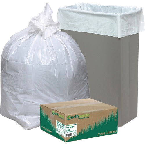 Earthsense WBIRNW1K150V Heavy-Duty Reclaim Recycled White Can Liners