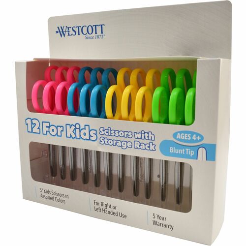 Westcott ACM13140 Acme United Junior Scissors - 1.75" Cutting Length - 5" Overall Length - Blunted - Straight-Left/Right - Stainless Steel, Plastic - Assorted