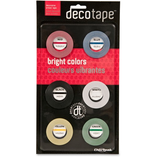 Chartpak CHADEC001 Dec001 Decorative Tape - 0.13" Width X 27 Ft Length - 6 / Pack - Assorted