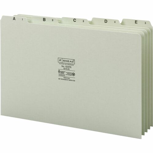 Smead SMD52376 A-Z 1/5 Tab Cut Recycled Legal Pressboard Guides