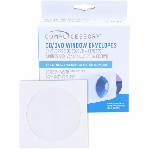 Compucessory CCS26500 CD/DVD White Window Envelopes