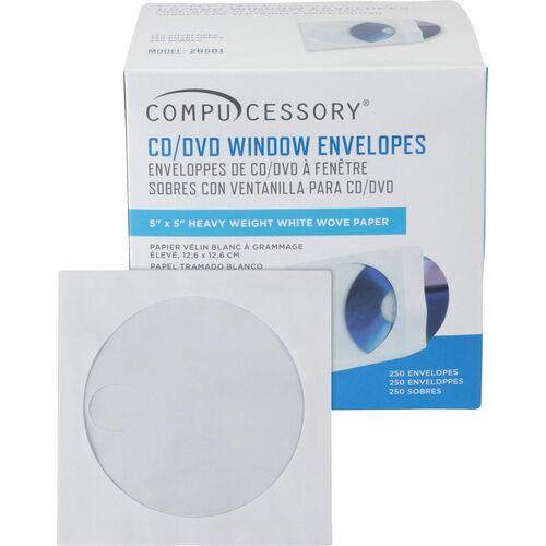 Compucessory CCS26501 CD/DVD White Window Envelopes
