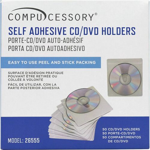 Compucessory CCS26555 Self-Adhesive Poly CD/DVD Holders