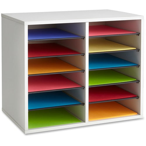 Safco SAF9420GR Literature Organizer - 12 Compartment(S) - 16.1" Height X 19.6" Width X 11.9" Depth - Desktop - Gray - Wood, Hardboard, Fiberboard - 1Each