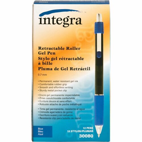 Integra ITA30080 Retractable Roller Gel Pen with Metal Clip