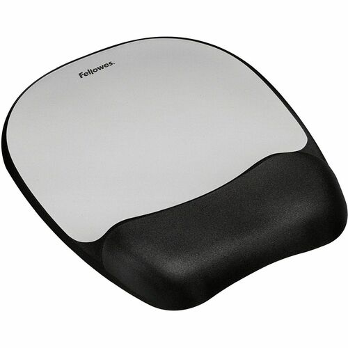 Fellowes FEL9175801 Memory Foam Mouse Pad/Wrist Rest- Silver Streak - 9.3" X 7.9" X 1" Dimension - Silver - Memory Foam, Jersey - Wear Resistant, Tear Resistant