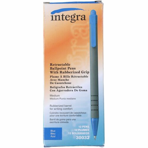 Integra ITA30032 Rubber Barrel Retractable Ballpoint Pens