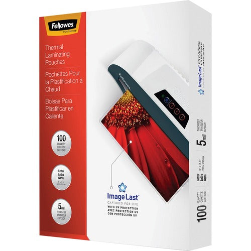 Fellowes FEL52040 Glossy Pouches - Letter, 5 Mil, 100 Pack - Sheet Size Supported: Letter - Laminating Pouch/Sheet Size: 9" Width X 11.50" Length X 5 Mil Thickness - Type G - Glossy - For Document, Letter - Durable - Clear