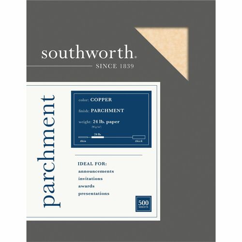 Southworth SOU894C Parchment Paper - Letter - 8.50" X 11" - 24 Lb Basis Weight - Parchment - 500 / Box - Copper