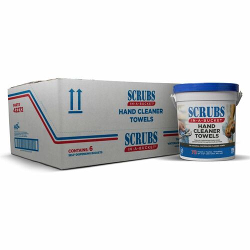 SCRUBS ITW42272CT Hand Cleaner Towels - 12" X 10" - Blue - Absorbent, Pre-Moistened - 72 Sheets Per Canister - 6 / Carton